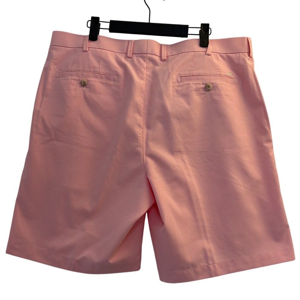 Peter Millar Golf Shorts Wicking Seersucker Striped Mens 38 Pink White 9" Inseam - Picture 4 of 7